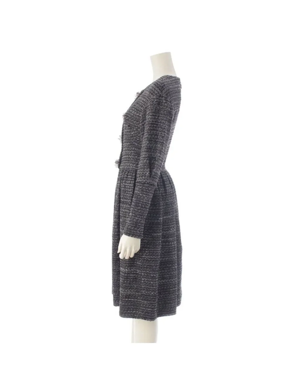 Chanel Tweed Karl Lagerfeld tan Long Dress Gray 34